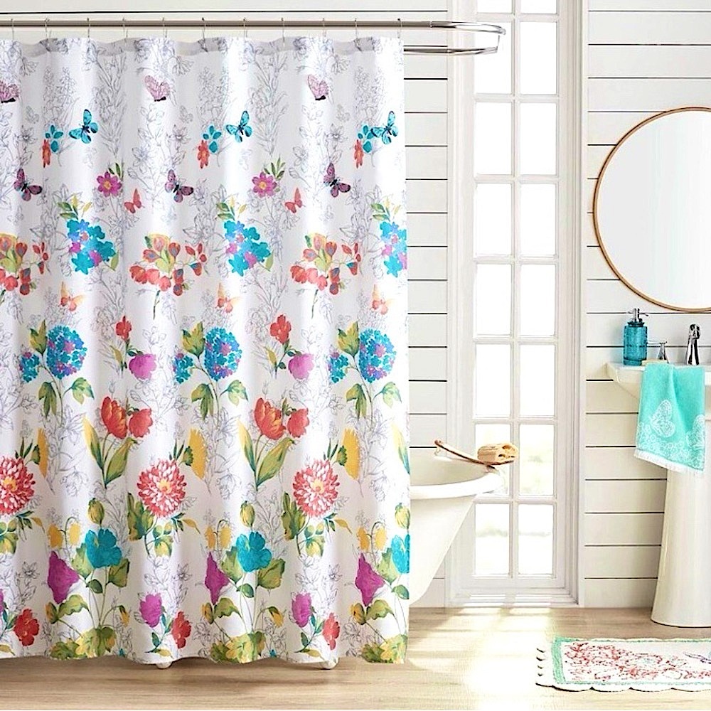 The Pioneer Woman Blooming Bouquet Floral Embroidered Cotton-Rich Shower Curtain